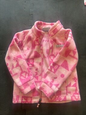 Columbia Pink Geometric Fleece Jacket